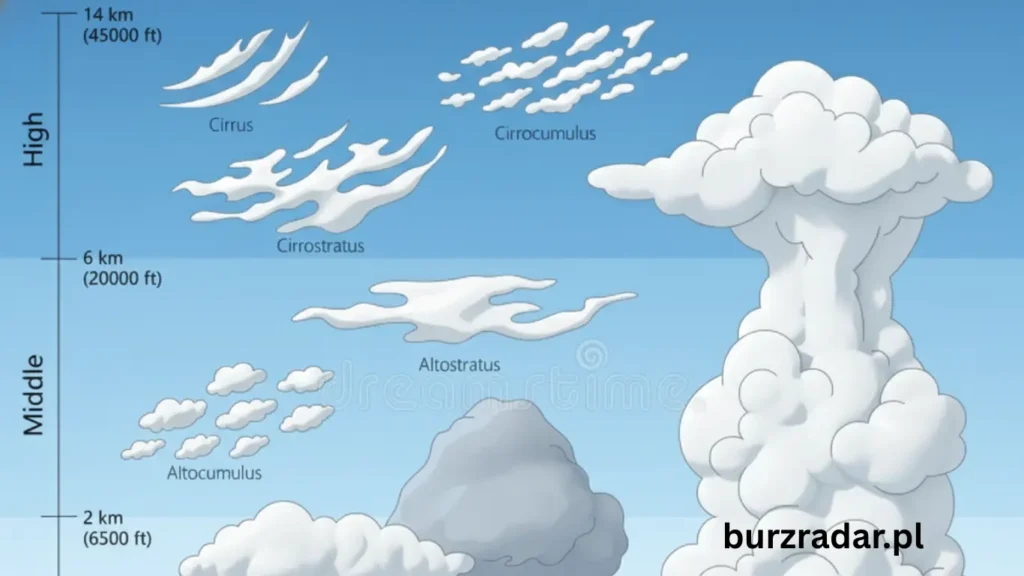 Oto schemat typów chmur pionowych.