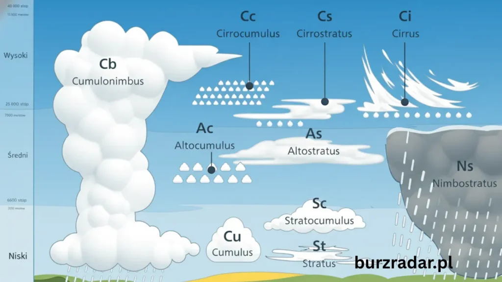 Oto zdjęcie różnych chmur na niebie.